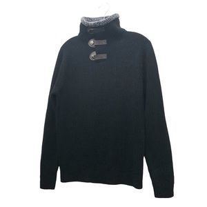 XIOS Long Sleeve Turtle Neck with Neck Snap Opening Sweater M Size S Black/Gray